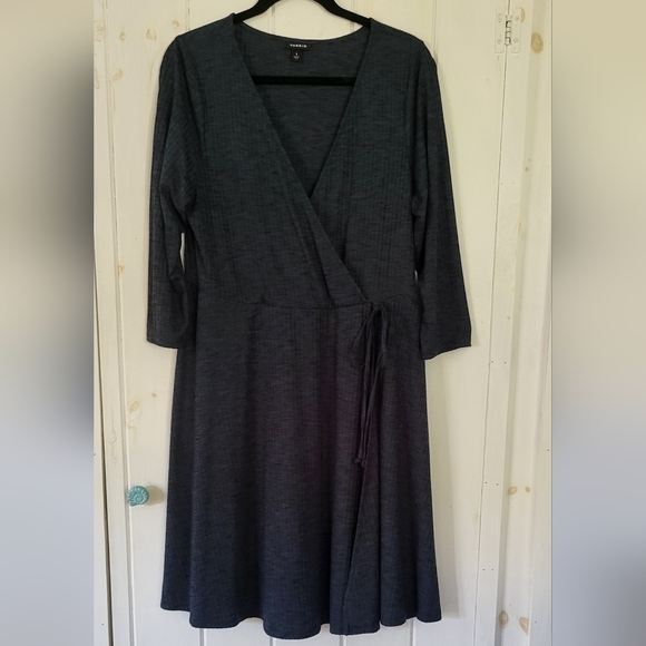 Torrid Mini Rib Knit Wrap Midi Length Dress - Picture 4 of 13